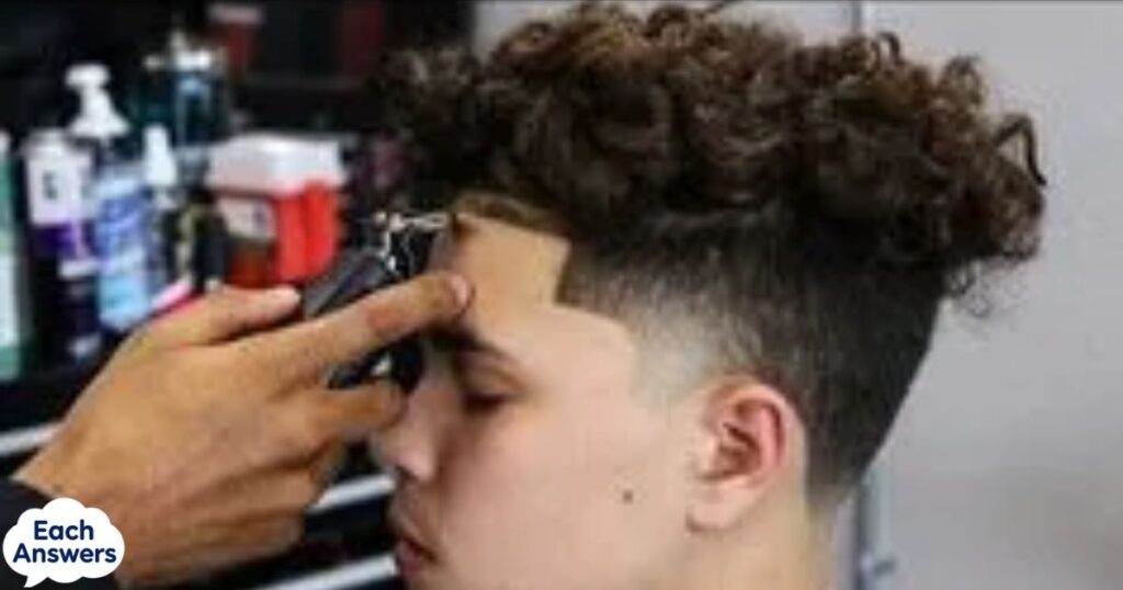 Taper Fade With Long Curly Fringe